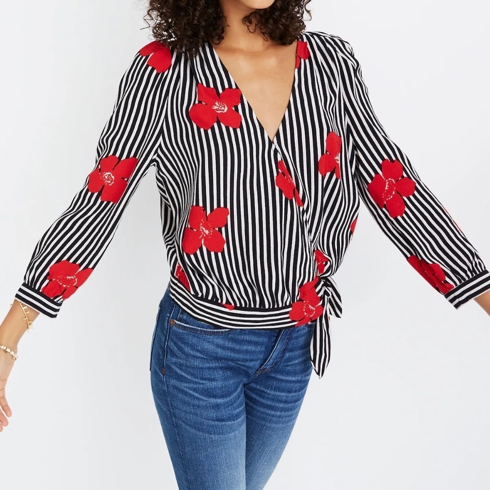 Madewell Wrap Top in Candied Orchids